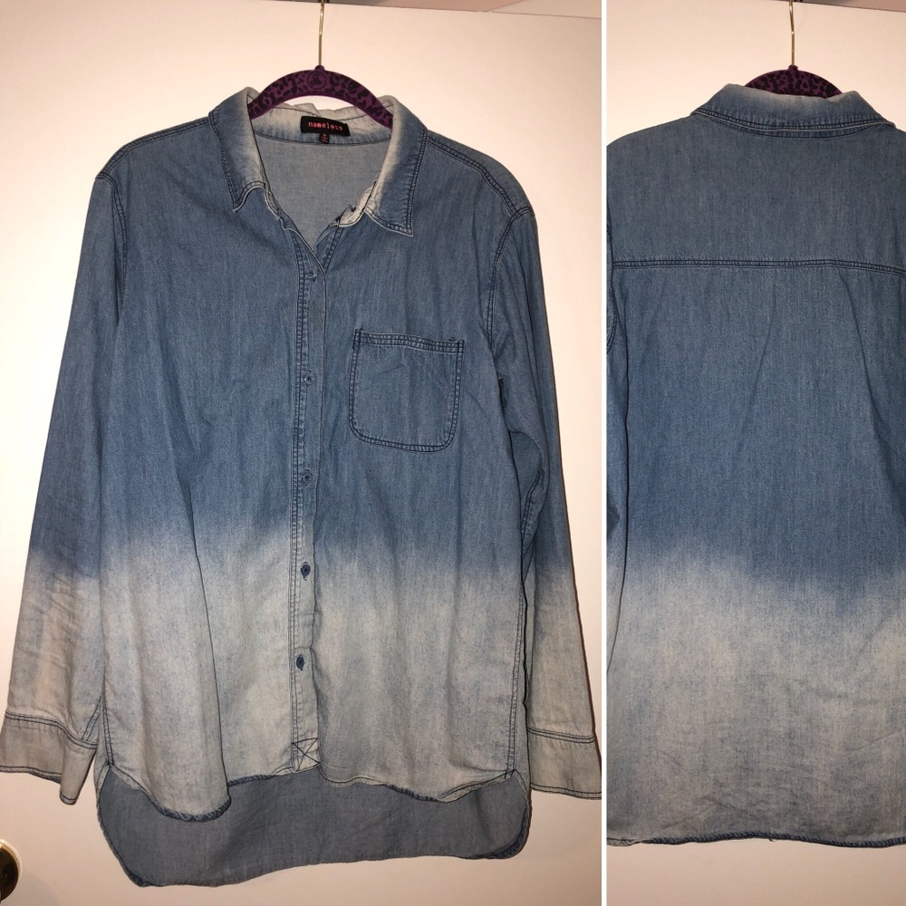 Ombré denim button-up shirt